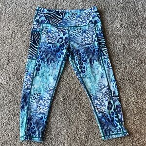 CVG Constantly Varied Gear Sz M Blue Animal Print Leggings Leopard Snake Zebra